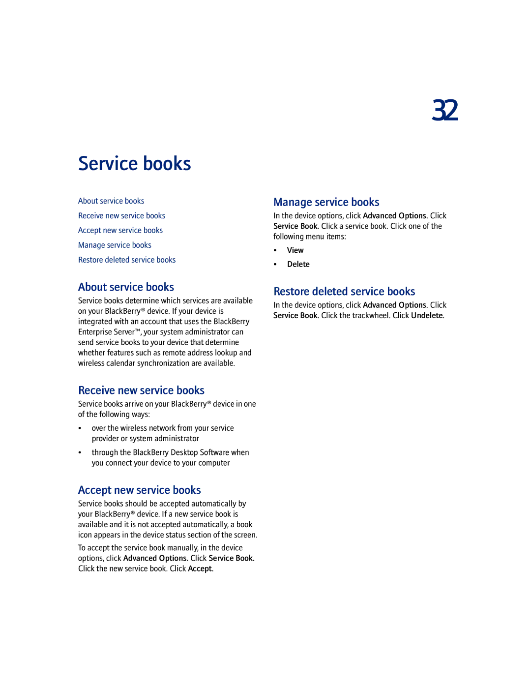 Blackberry 7100I manual Service books 