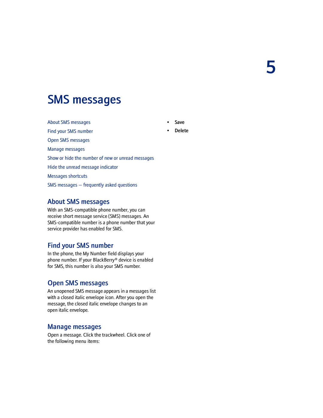 Blackberry 7100I manual About SMS messages, Find your SMS number, Open SMS messages 