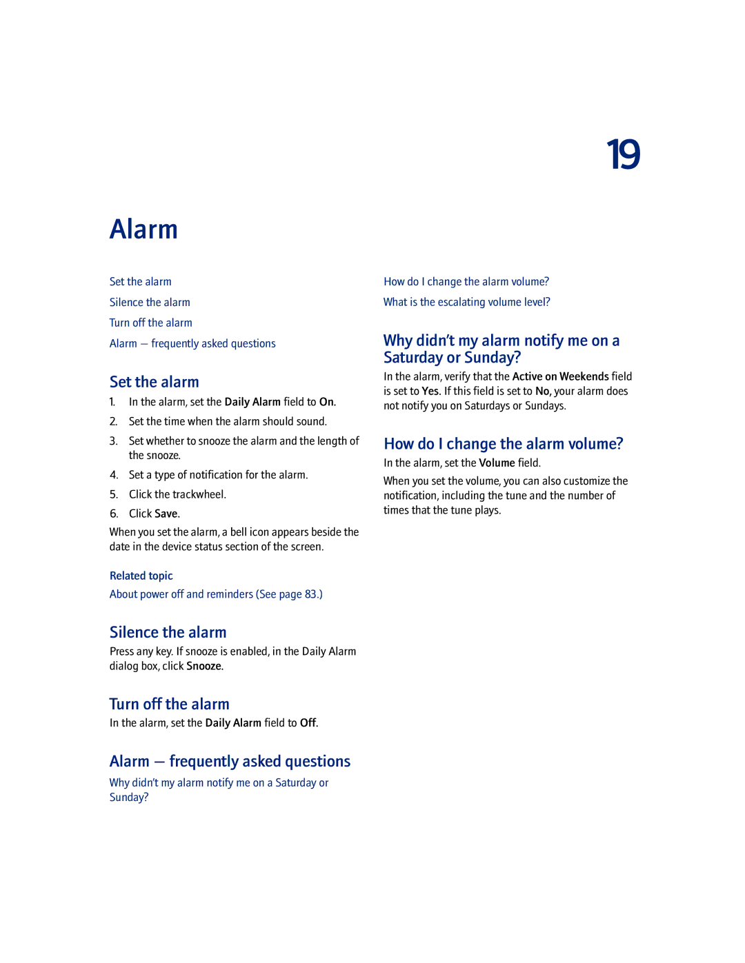 Blackberry 7100I manual Alarm 