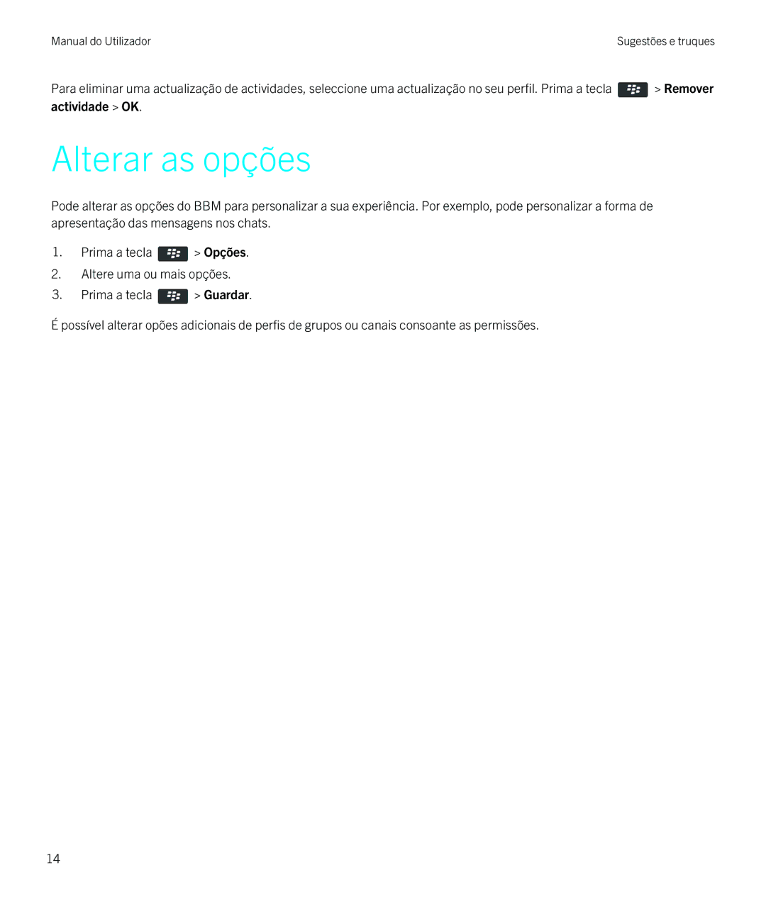 Blackberry 8 manual do utilizador Alterar as opções 