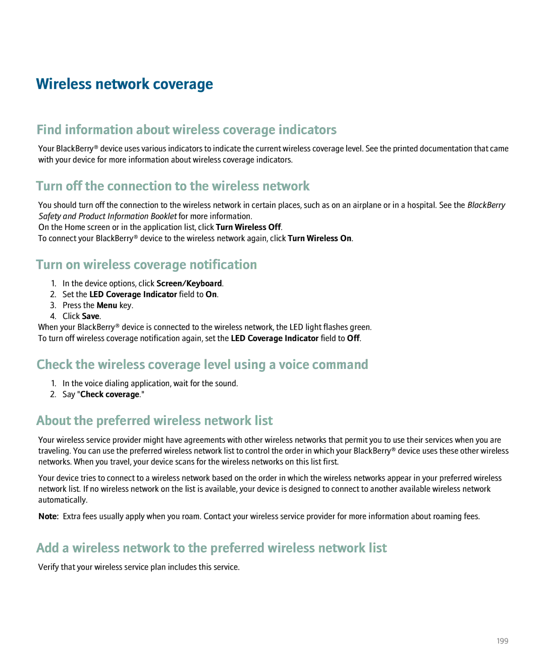 Blackberry 8100 manual Wireless network coverage, Find information about wireless coverage indicators 