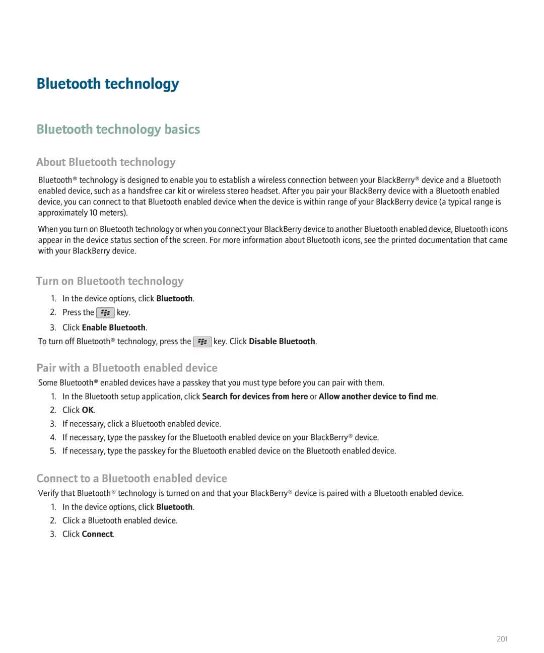 Blackberry 8110 manual Bluetooth technology basics 