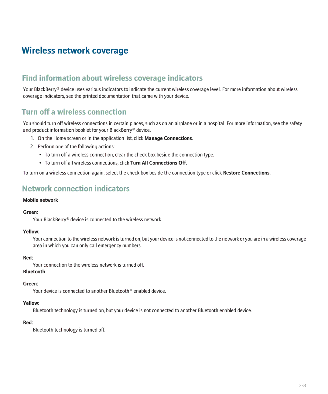 Blackberry 8110 manual Wireless network coverage, Find information about wireless coverage indicators 