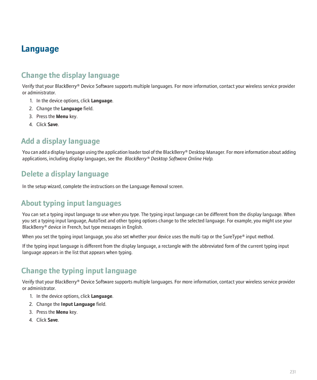 Blackberry 8120 manual Language 