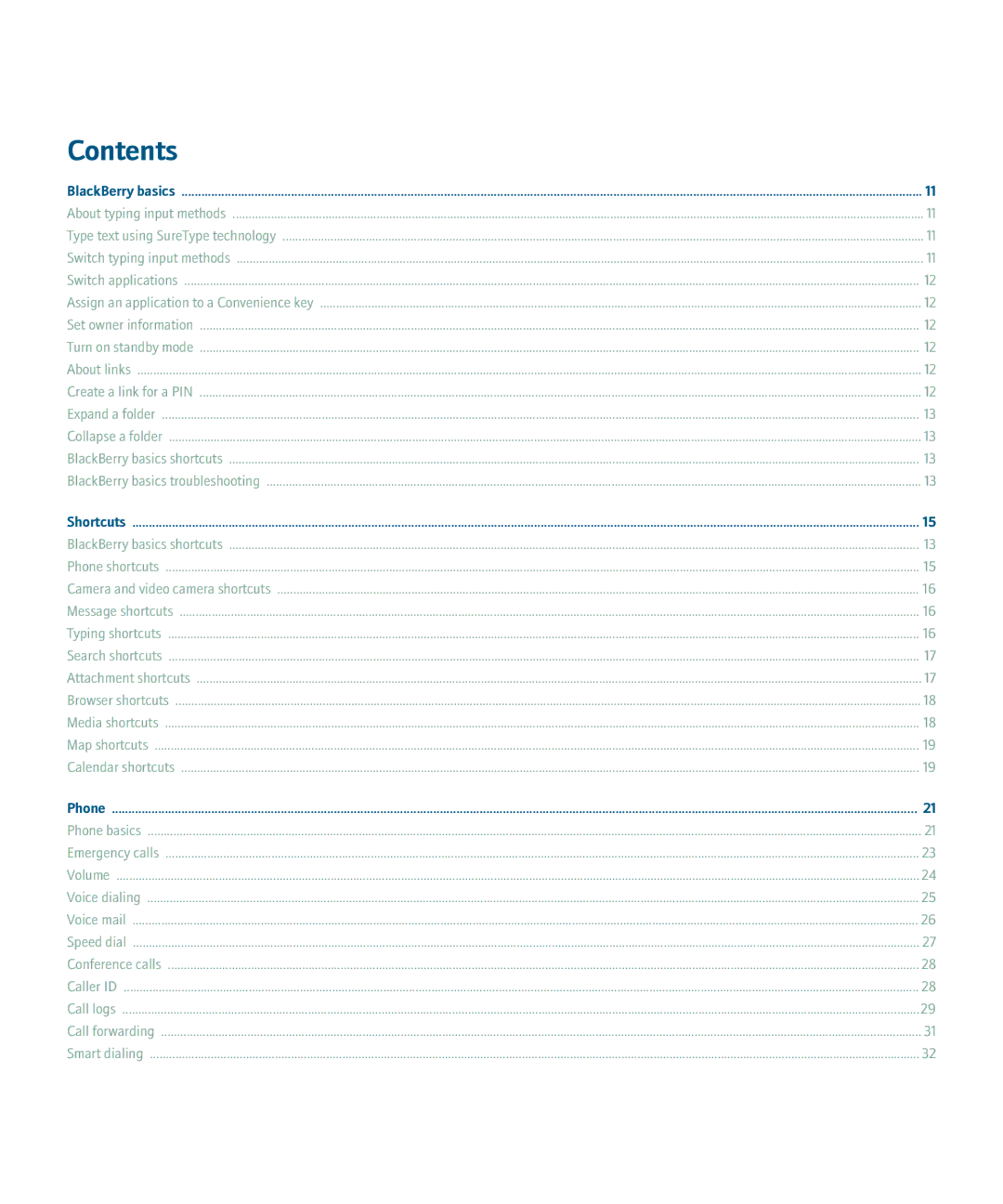 Blackberry 8130 manual Contents 