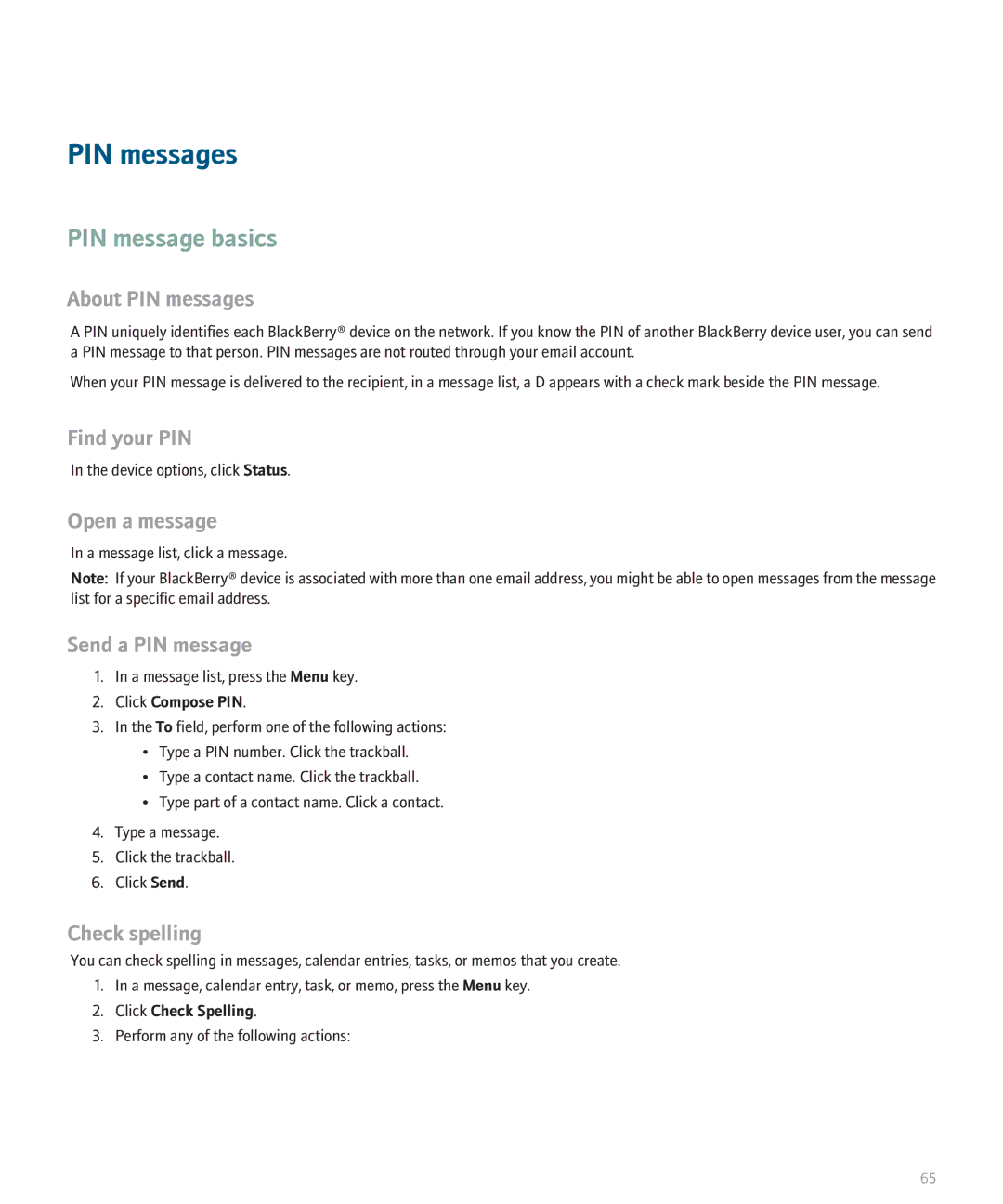 Blackberry 8130 manual PIN message basics, About PIN messages, Find your PIN, Send a PIN message 