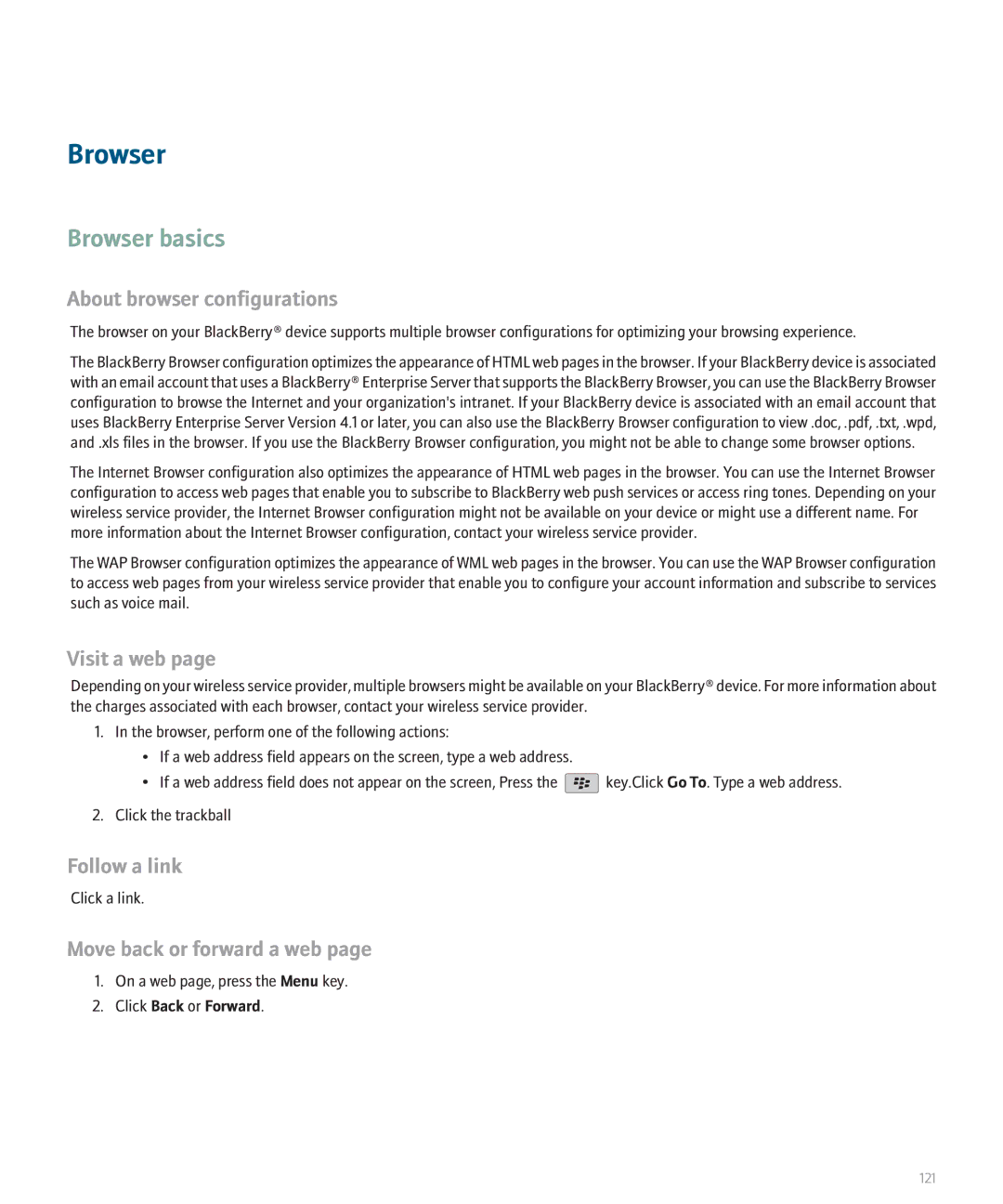 Blackberry 8130 manual Browser basics 