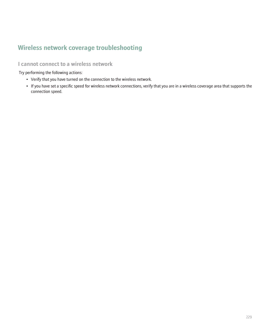 Blackberry 8130 manual Wireless network coverage troubleshooting, Cannot connect to a wireless network 