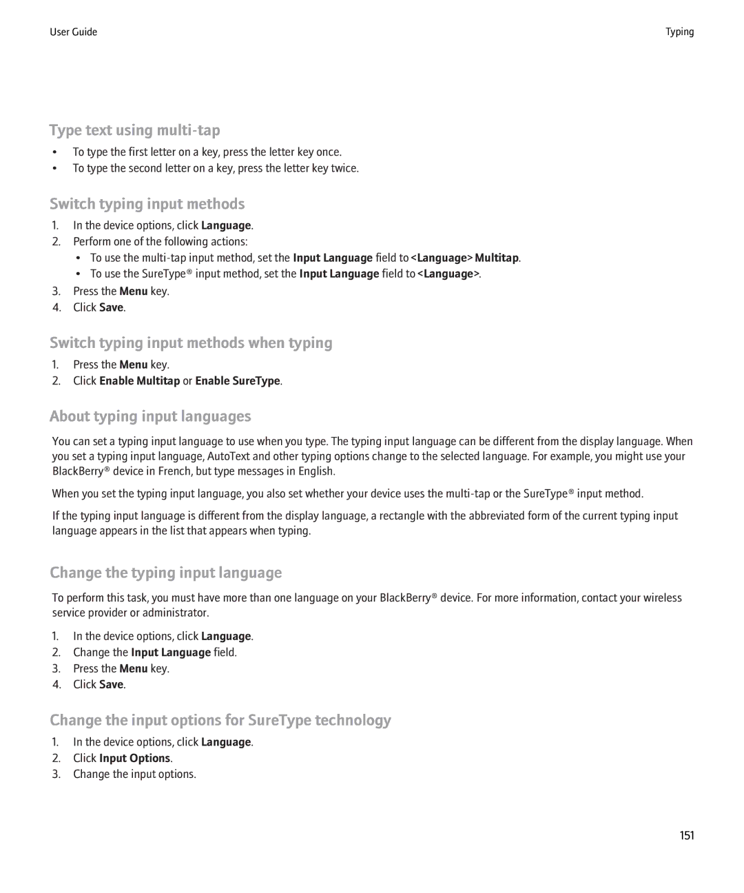 Blackberry 8220 manual Type text using multi-tap, Switch typing input methods when typing, About typing input languages 