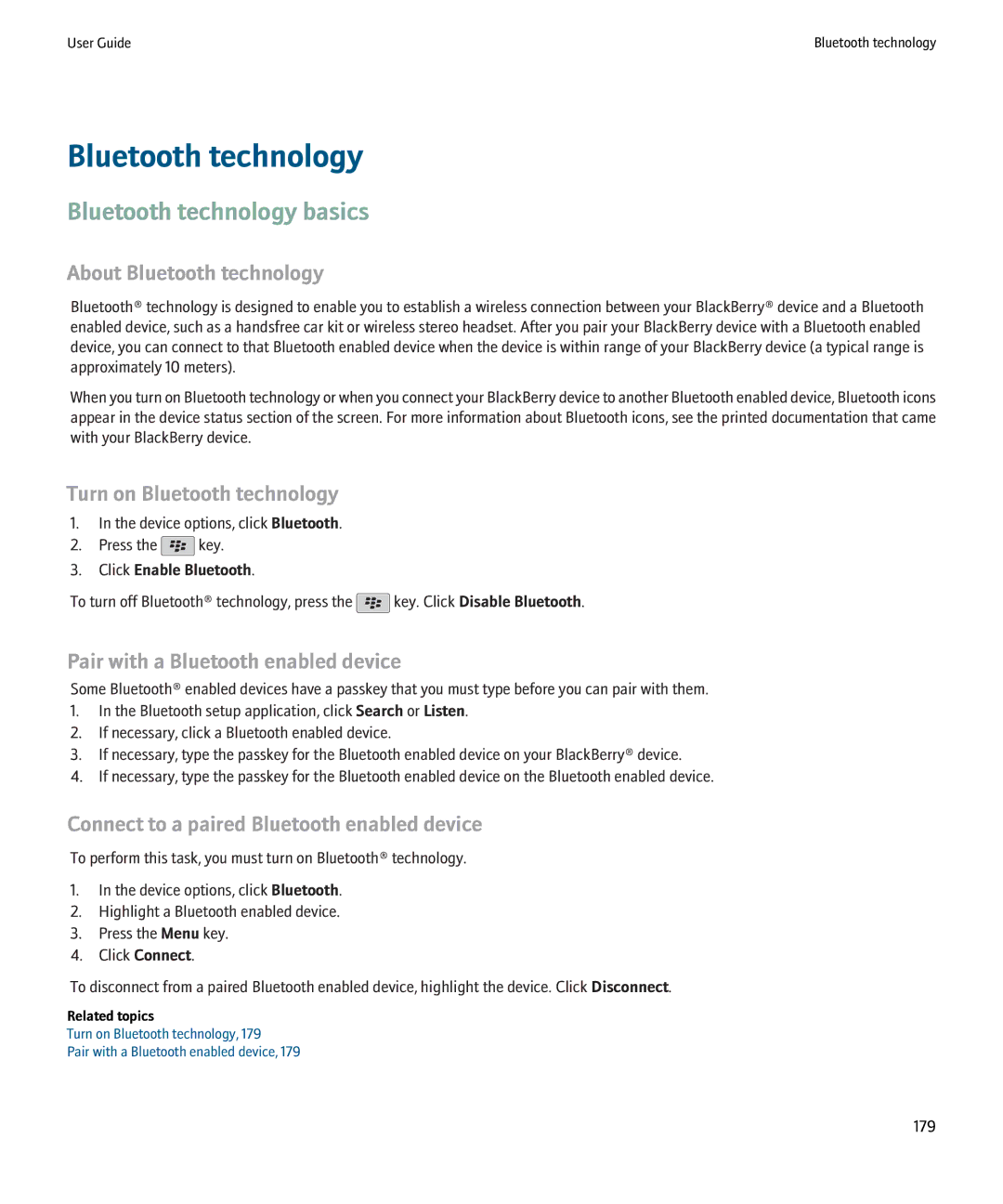 Blackberry 8220 manual Bluetooth technology basics 