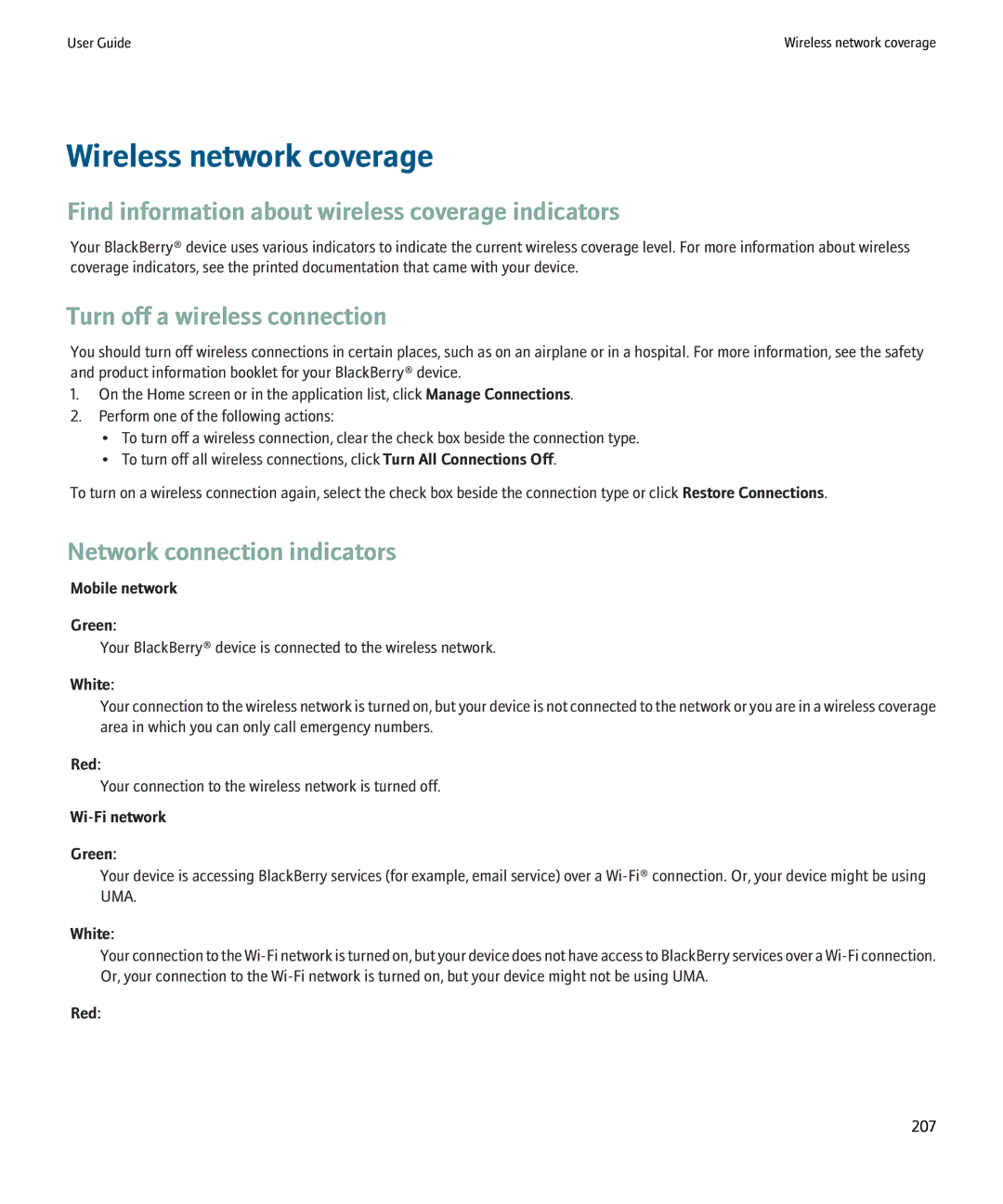 Blackberry 8220 manual Wireless network coverage, Find information about wireless coverage indicators 