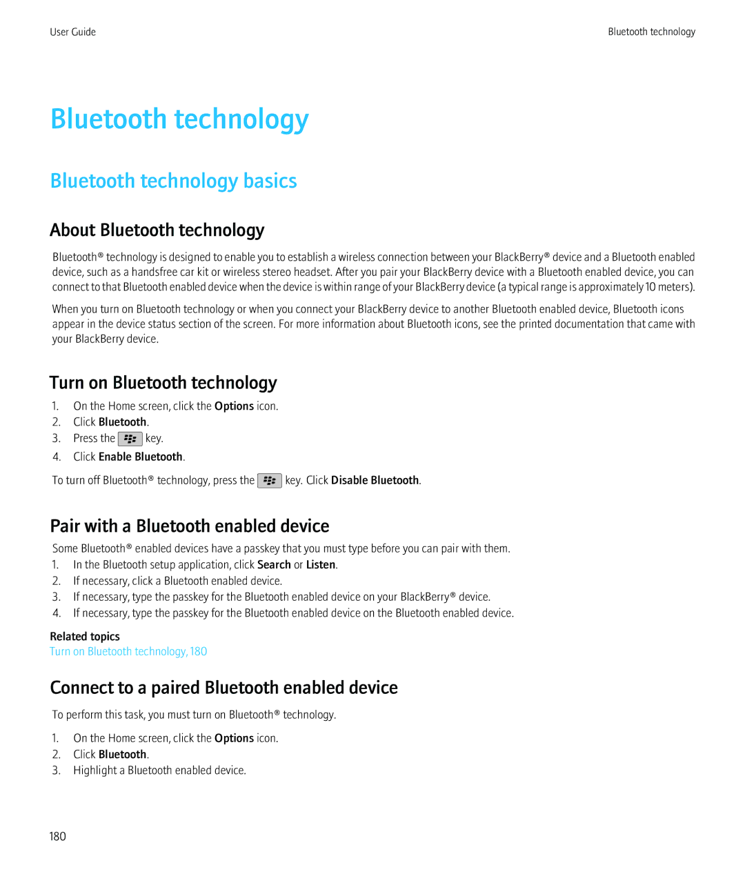 Blackberry 8230 manual Bluetooth technology basics 