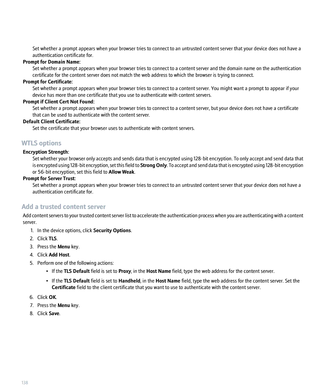 Blackberry 8300 manual Wtls options, Add a trusted content server 
