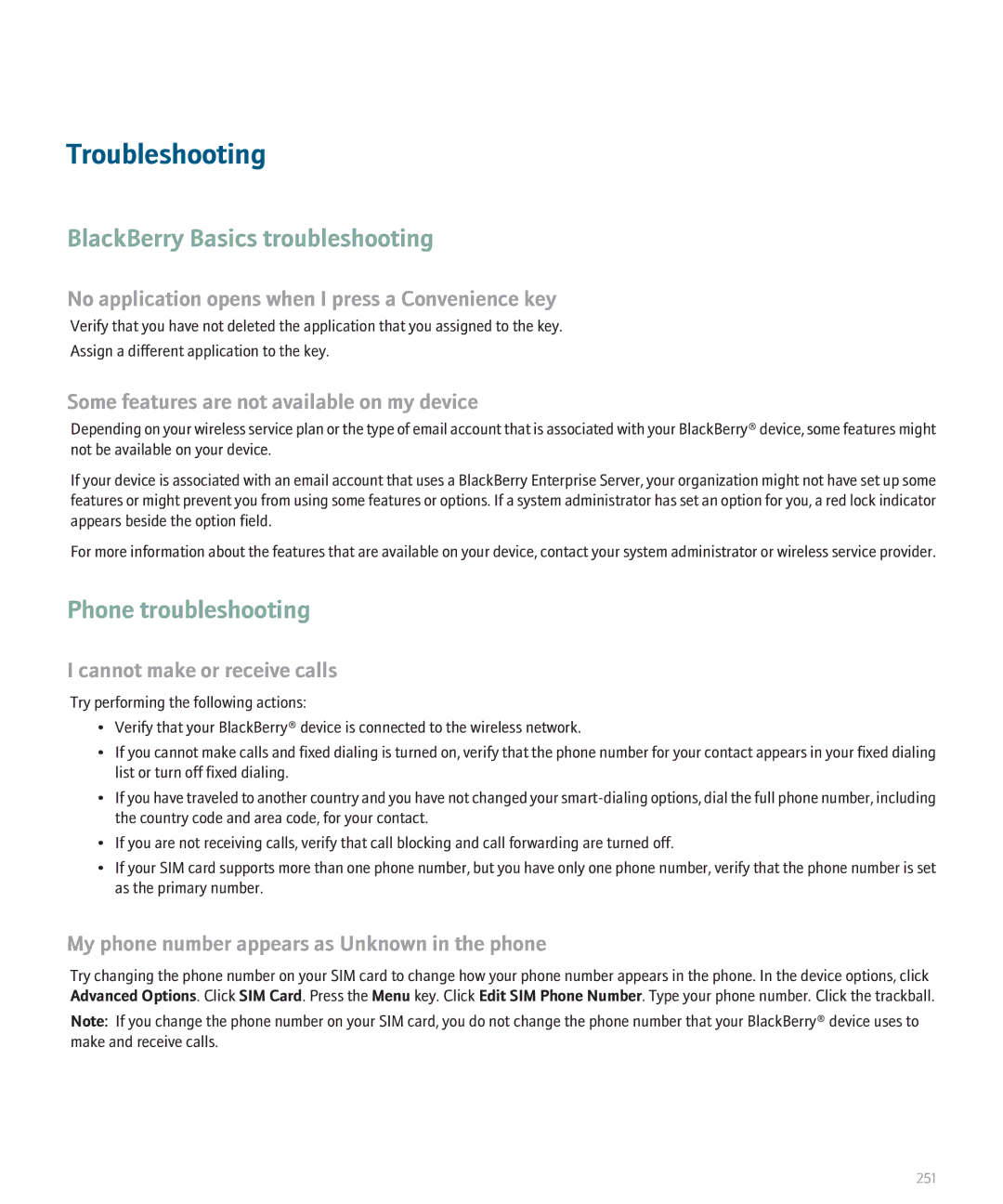 Blackberry 8300 Troubleshooting, BlackBerry Basics troubleshooting, No application opens when I press a Convenience key 