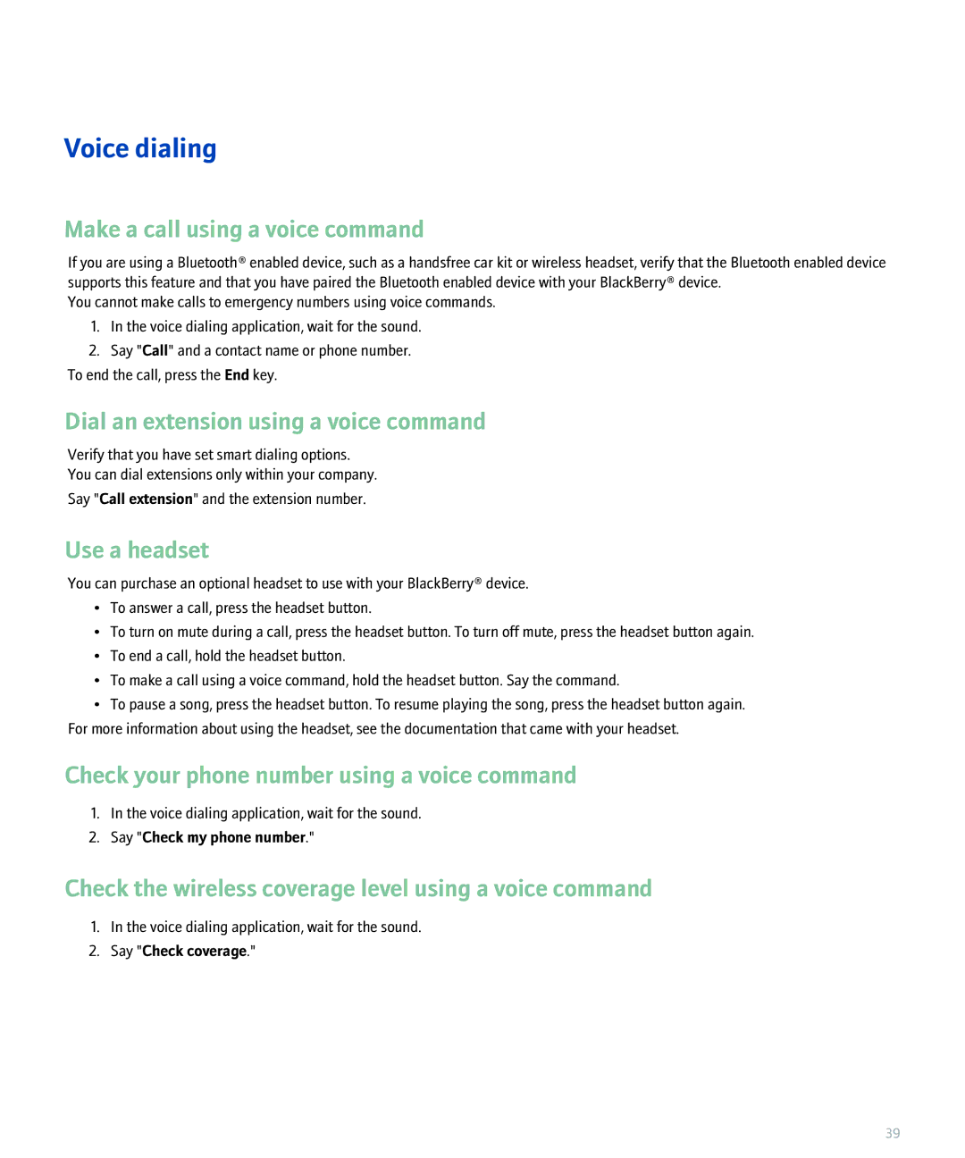 Blackberry 8300 manual Voice dialing 