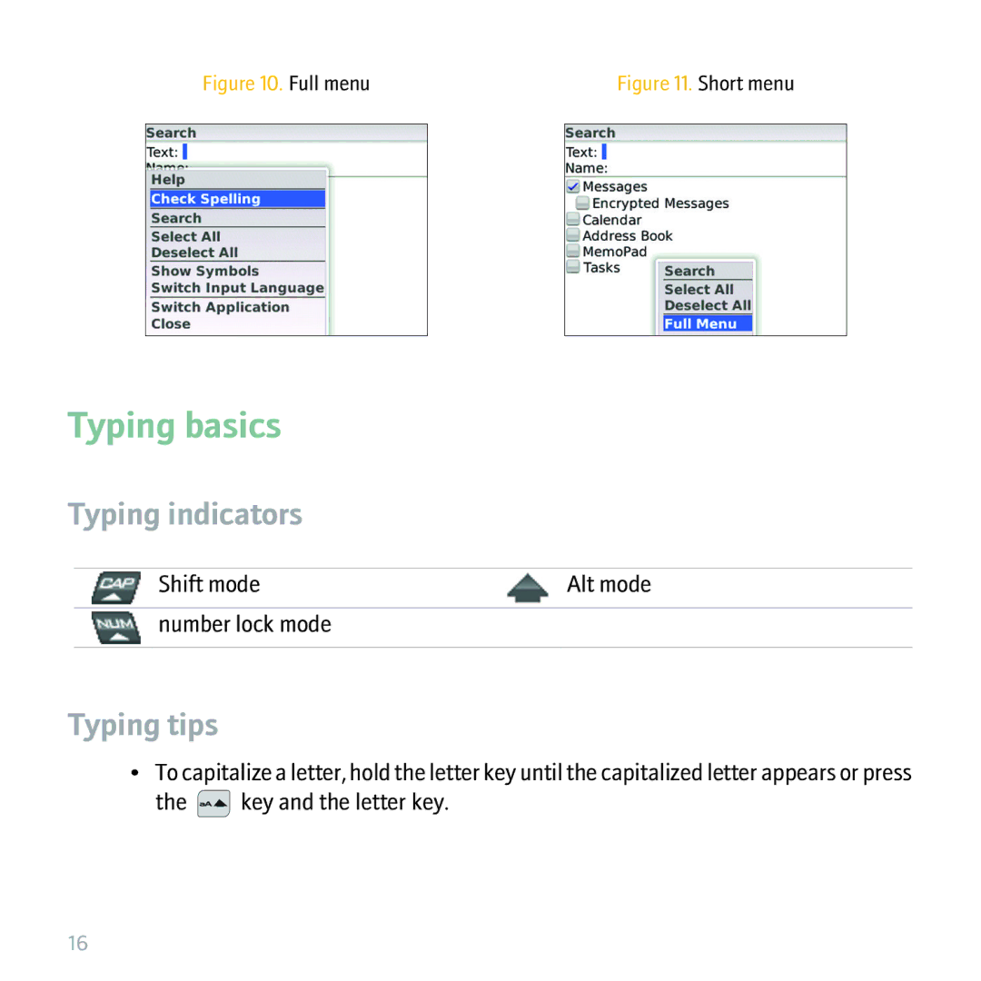 Blackberry 8310 manual Typing basics, Typing indicators, Typing tips 