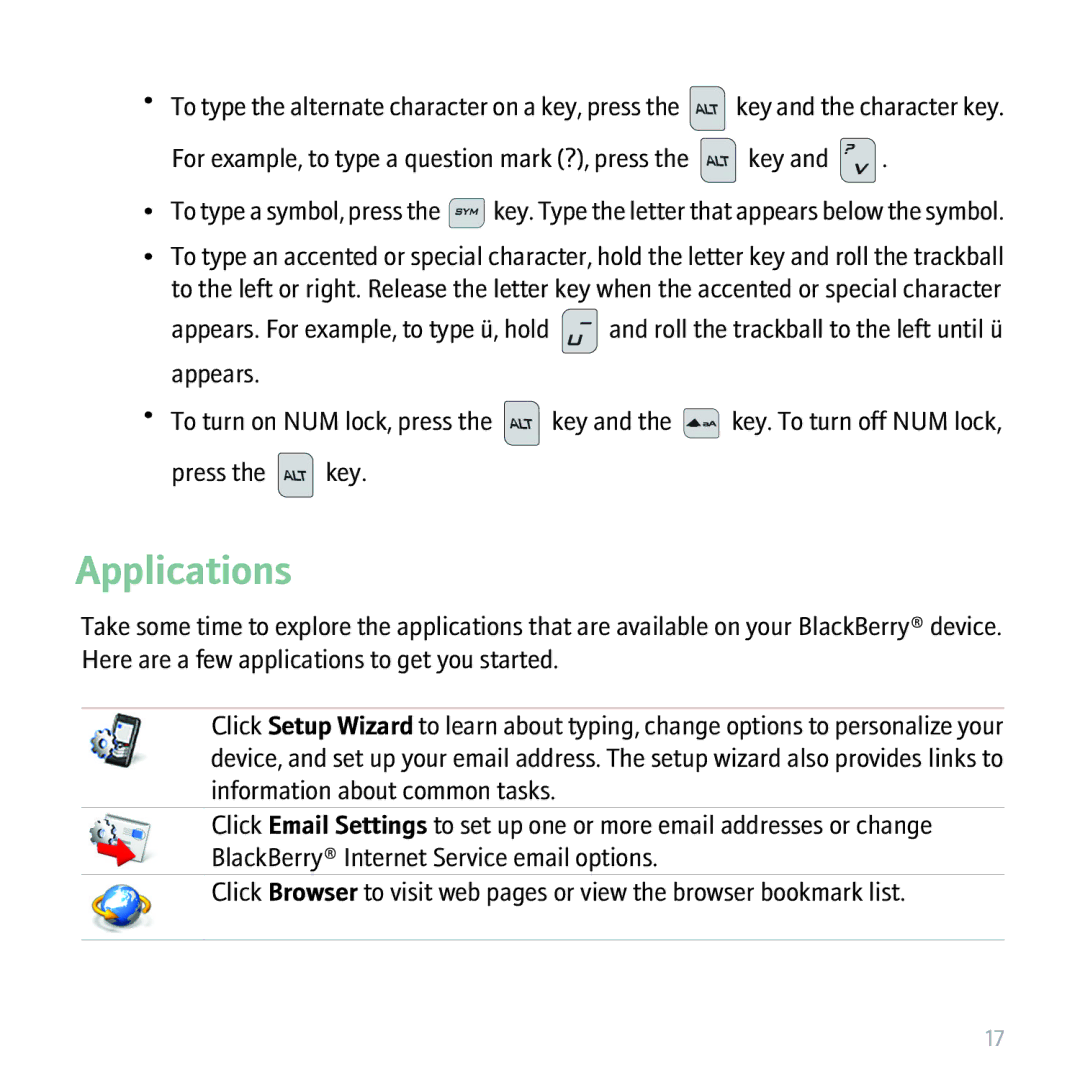 Blackberry 8310 manual Applications 