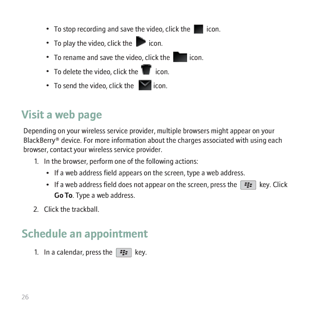 Blackberry 8310 manual Visit a web, Schedule an appointment 