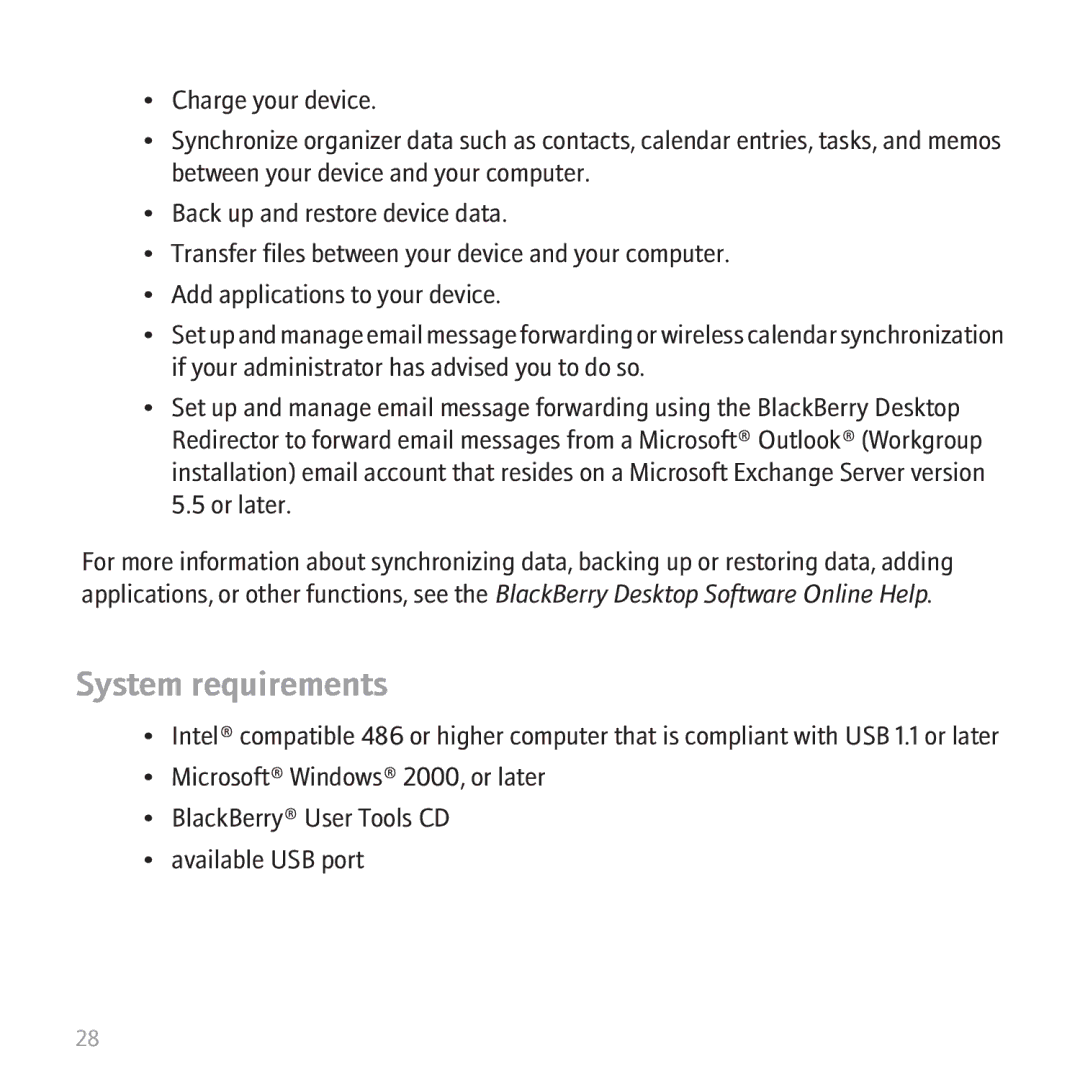 Blackberry 8310 manual System requirements 