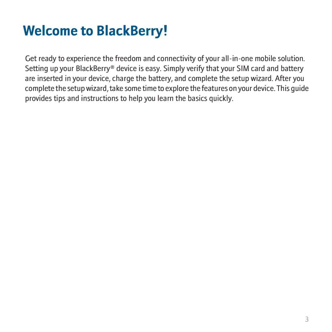 Blackberry 8310 manual Welcome to BlackBerry 