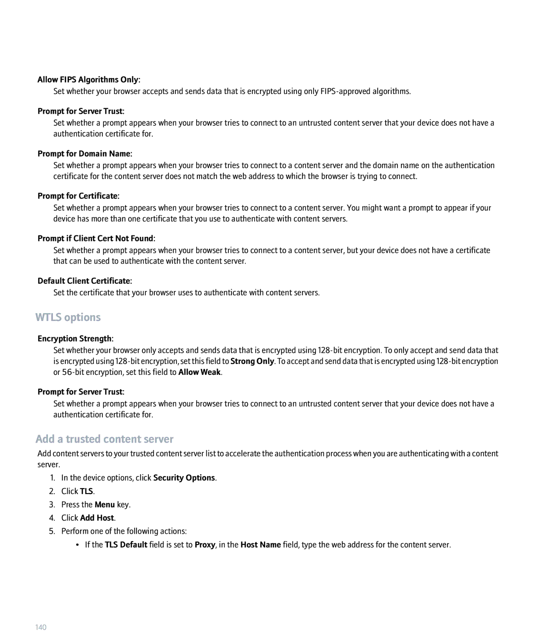 Blackberry 8320 manual Wtls options, Add a trusted content server 