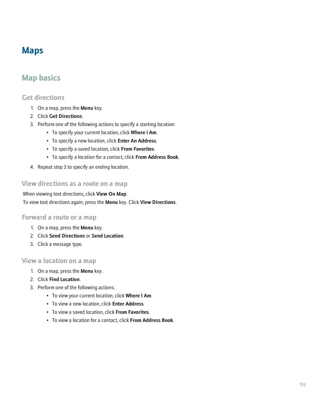 Blackberry 8320 manual Maps, Map basics 