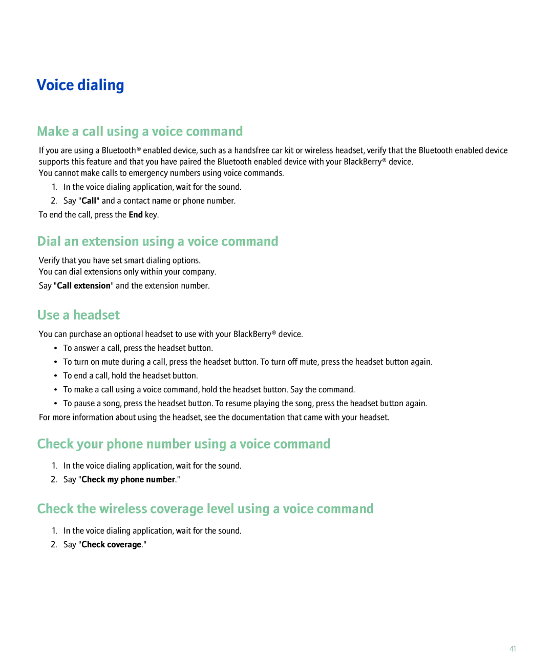 Blackberry 8320 manual Voice dialing 