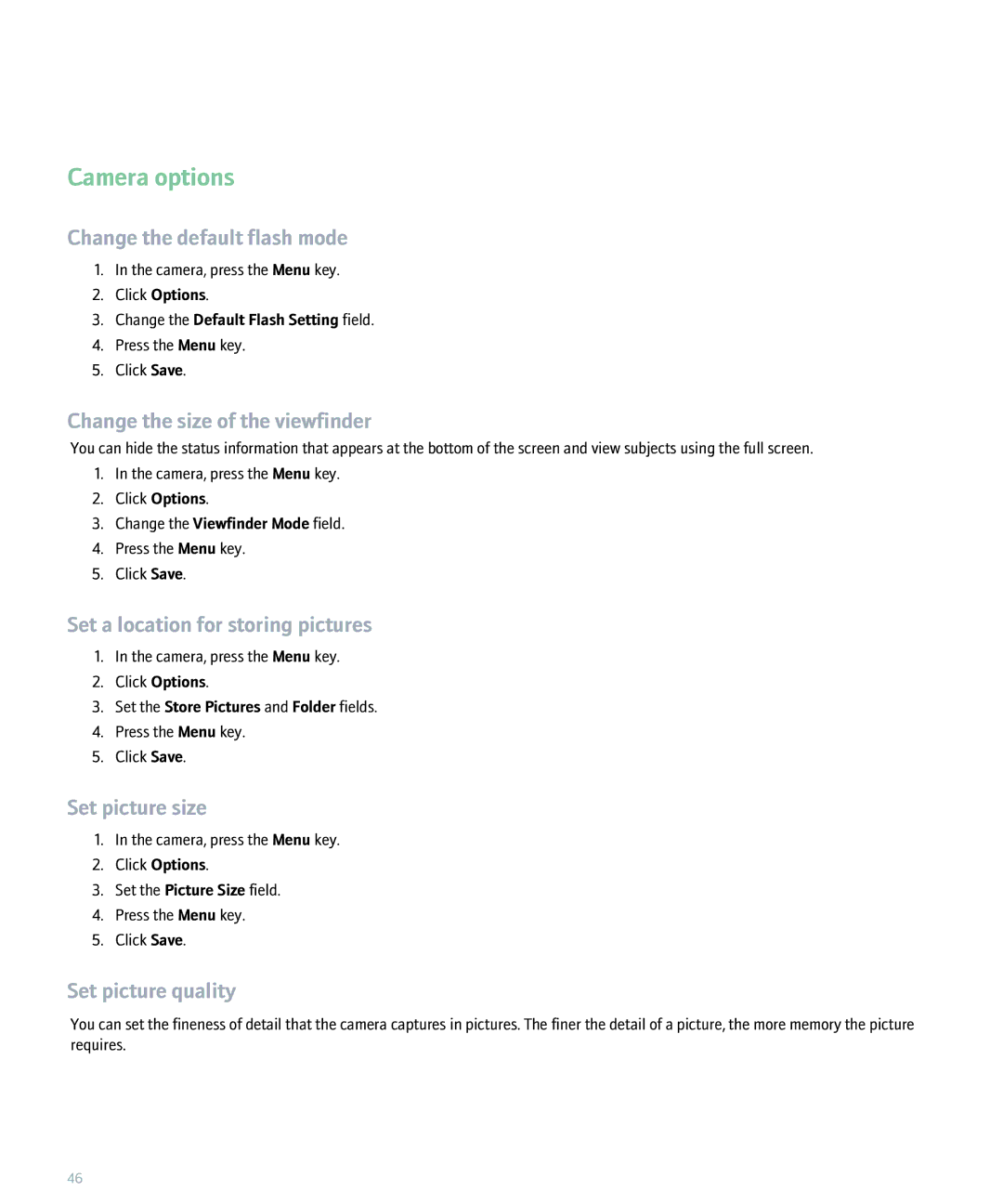 Blackberry 8320 manual Camera options 