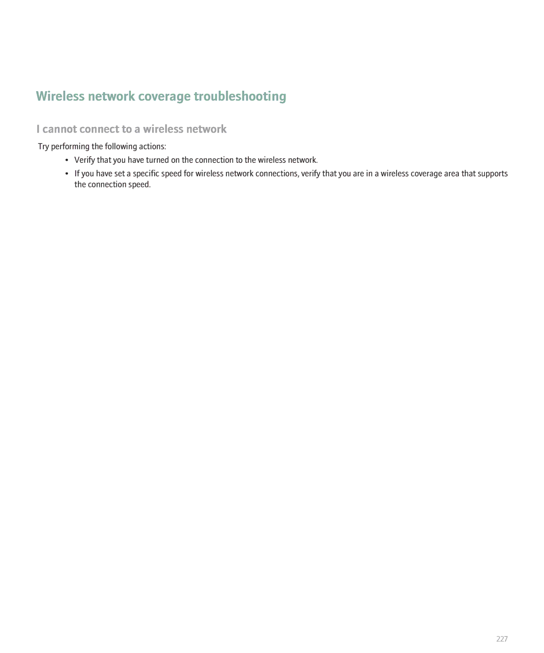 Blackberry 8330 manual Wireless network coverage troubleshooting, Cannot connect to a wireless network 