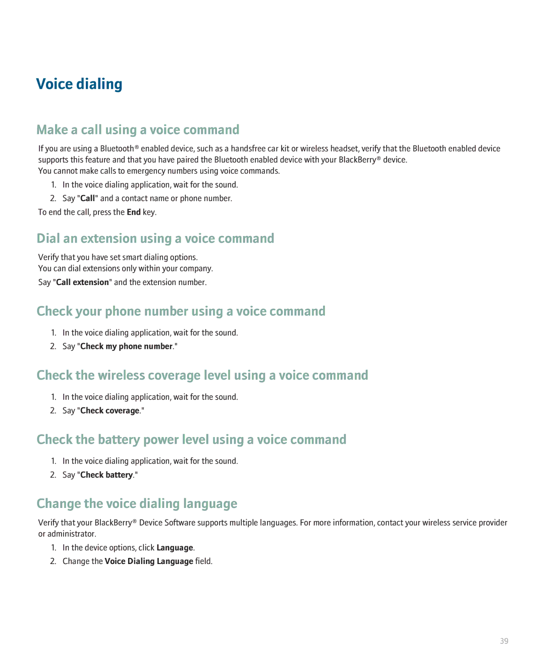 Blackberry 8330 manual Voice dialing 