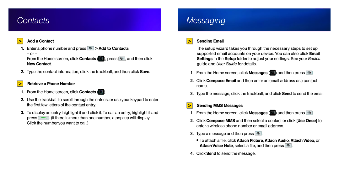 Blackberry 8350i manual Contacts, Messaging 