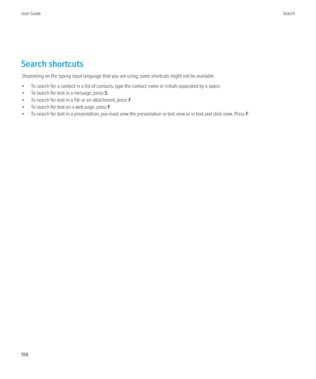 Blackberry 8350i manual Search shortcuts 