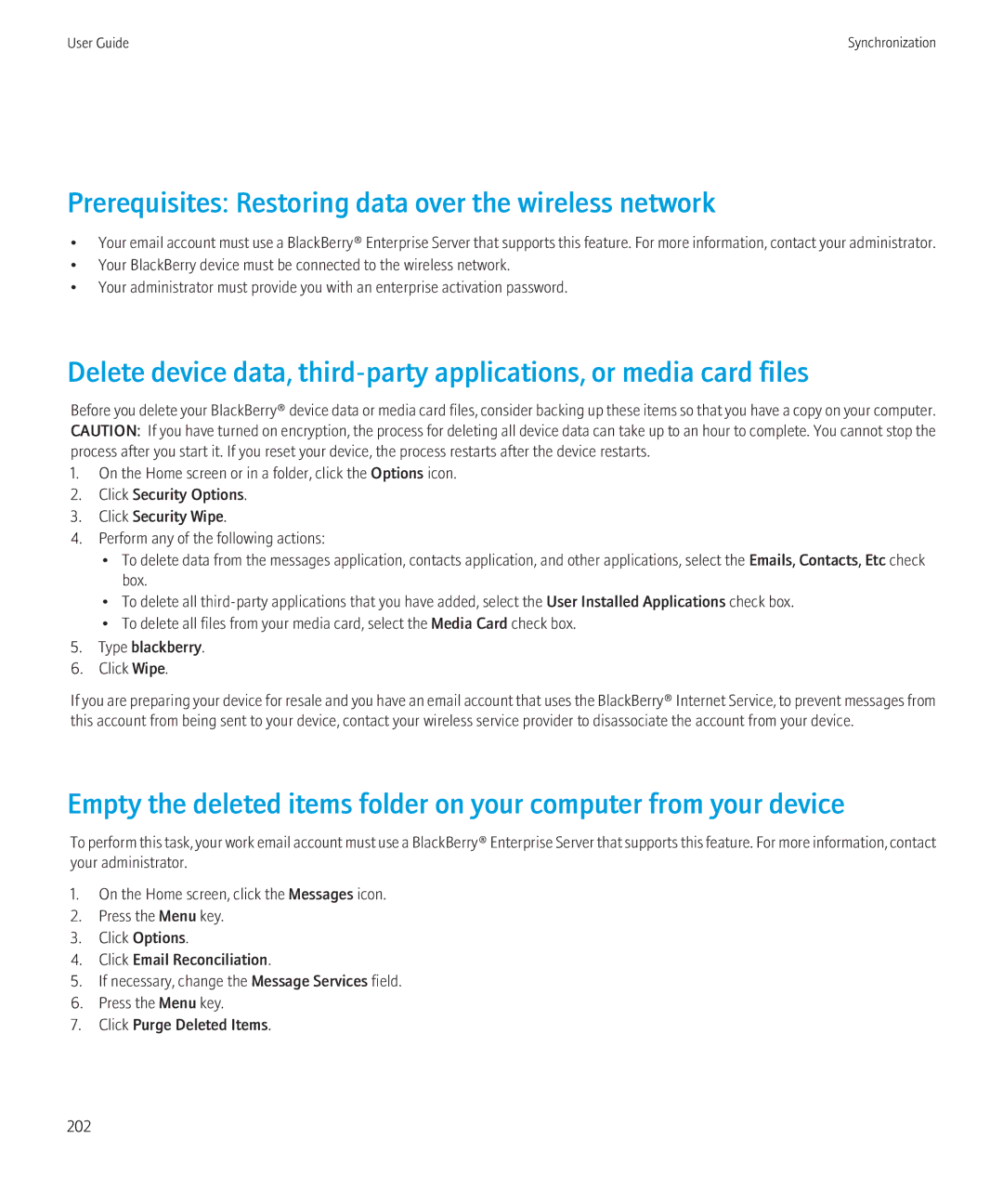 Blackberry 8350i manual Prerequisites Restoring data over the wireless network 