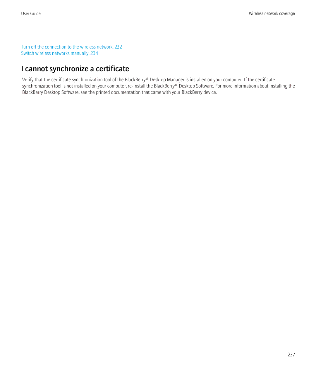 Blackberry 8350i manual Cannot synchronize a certificate 