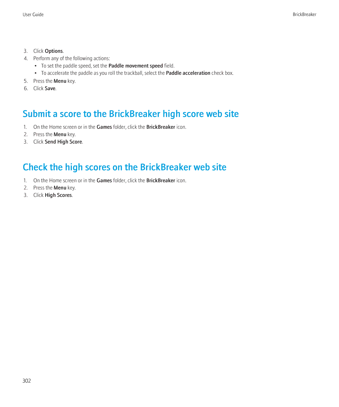 Blackberry 8350i manual Submit a score to the BrickBreaker high score web site 