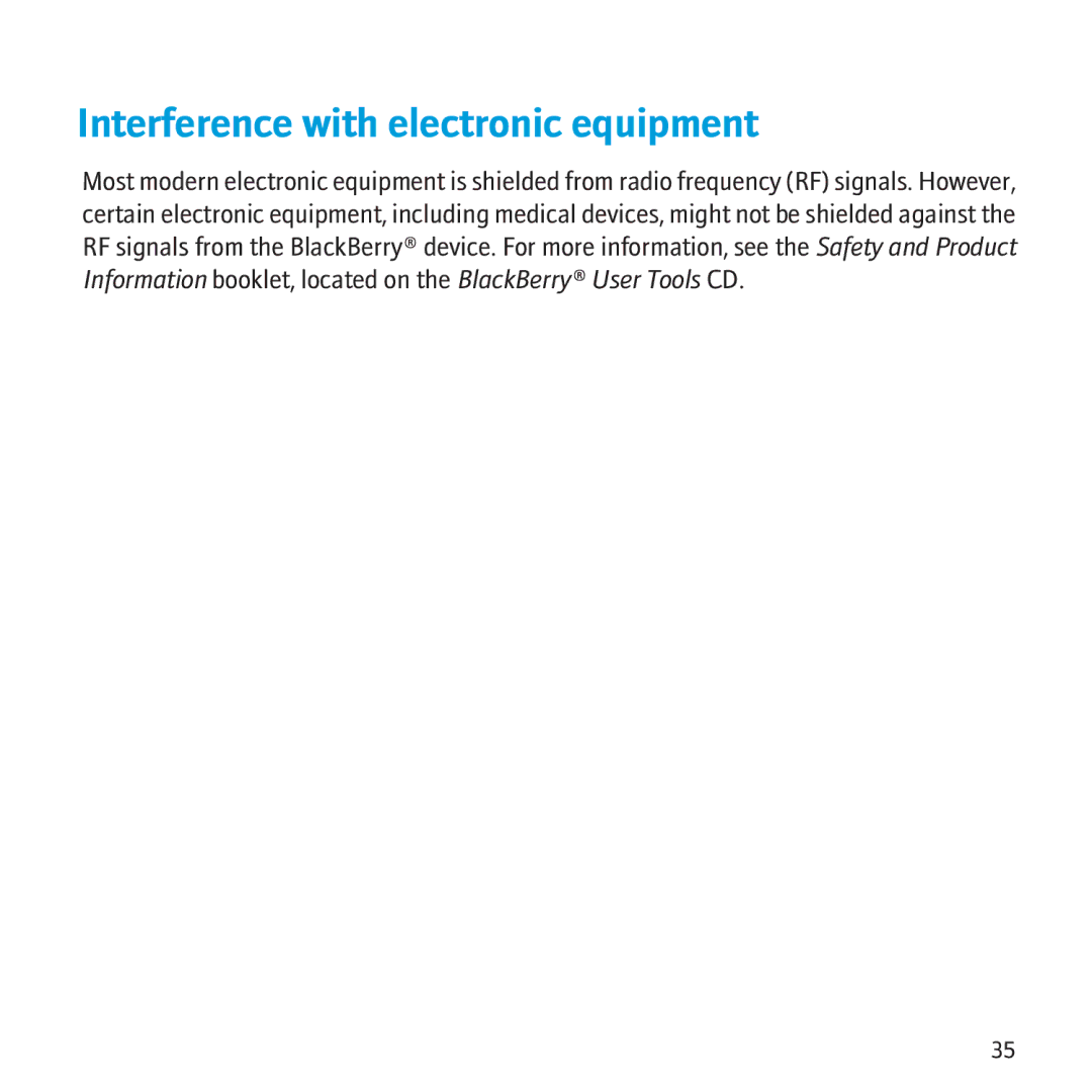 Blackberry 8500 manual Interference with electronic equipment 