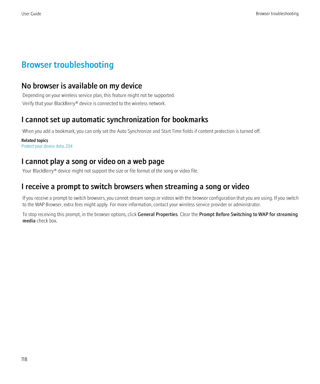 Blackberry 8520 manual Browser troubleshooting, No browser is available on my device 