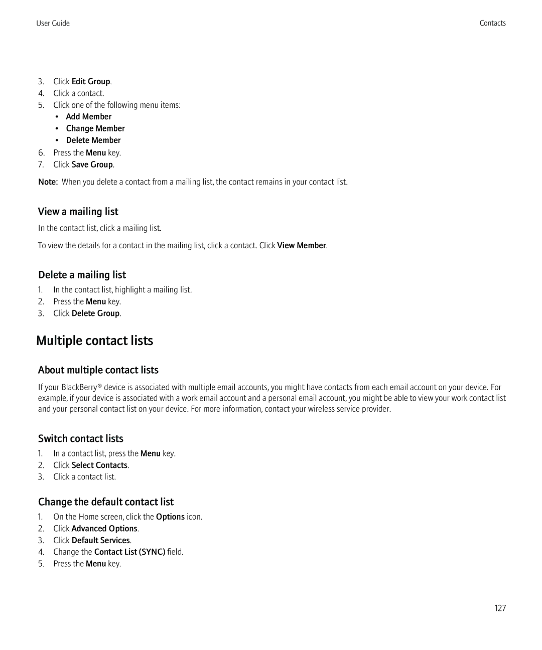 Blackberry 8520 manual Multiple contact lists 