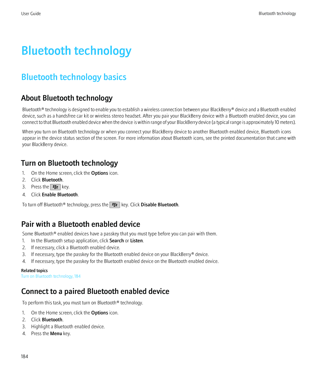 Blackberry 8520 manual Bluetooth technology basics 