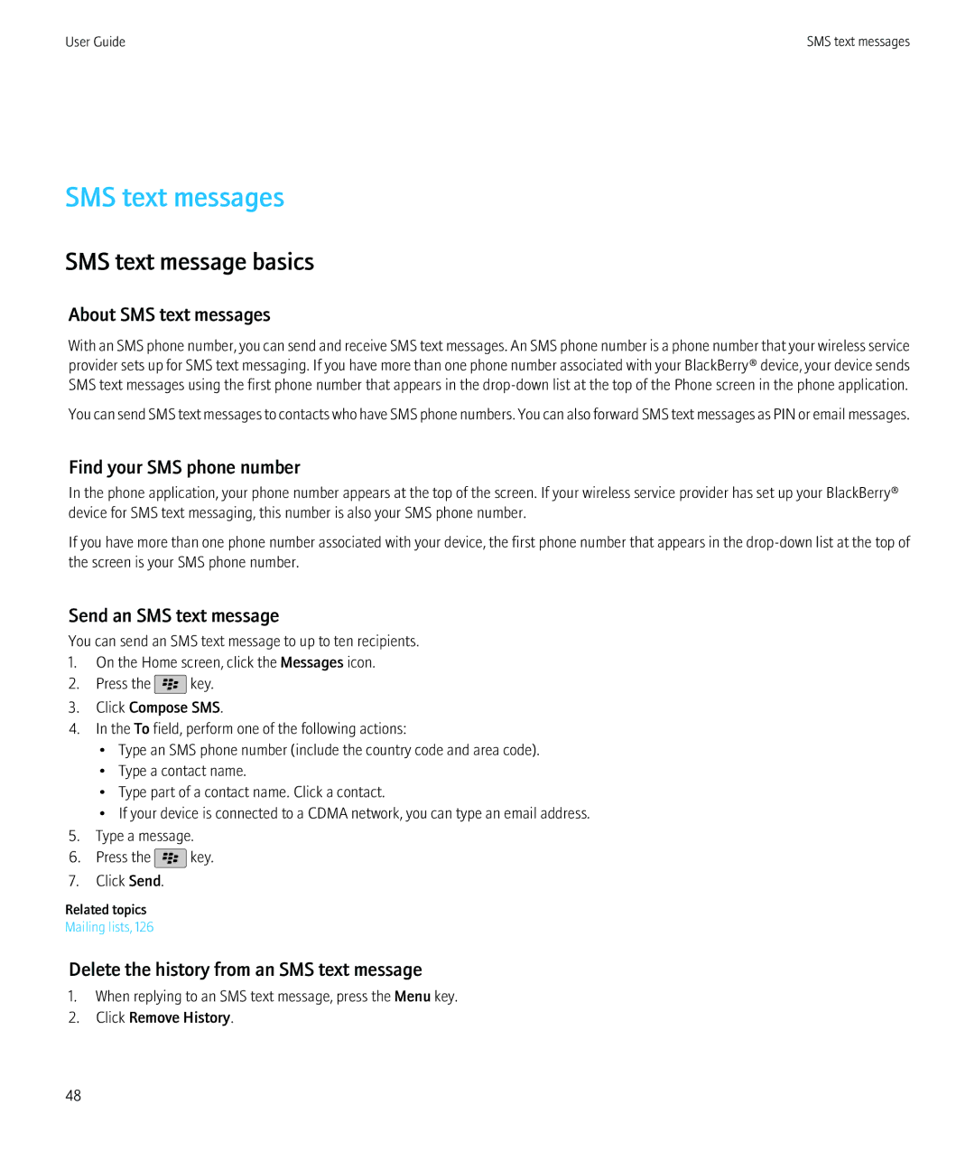 Blackberry 8520 manual SMS text message basics, About SMS text messages, Find your SMS phone number 