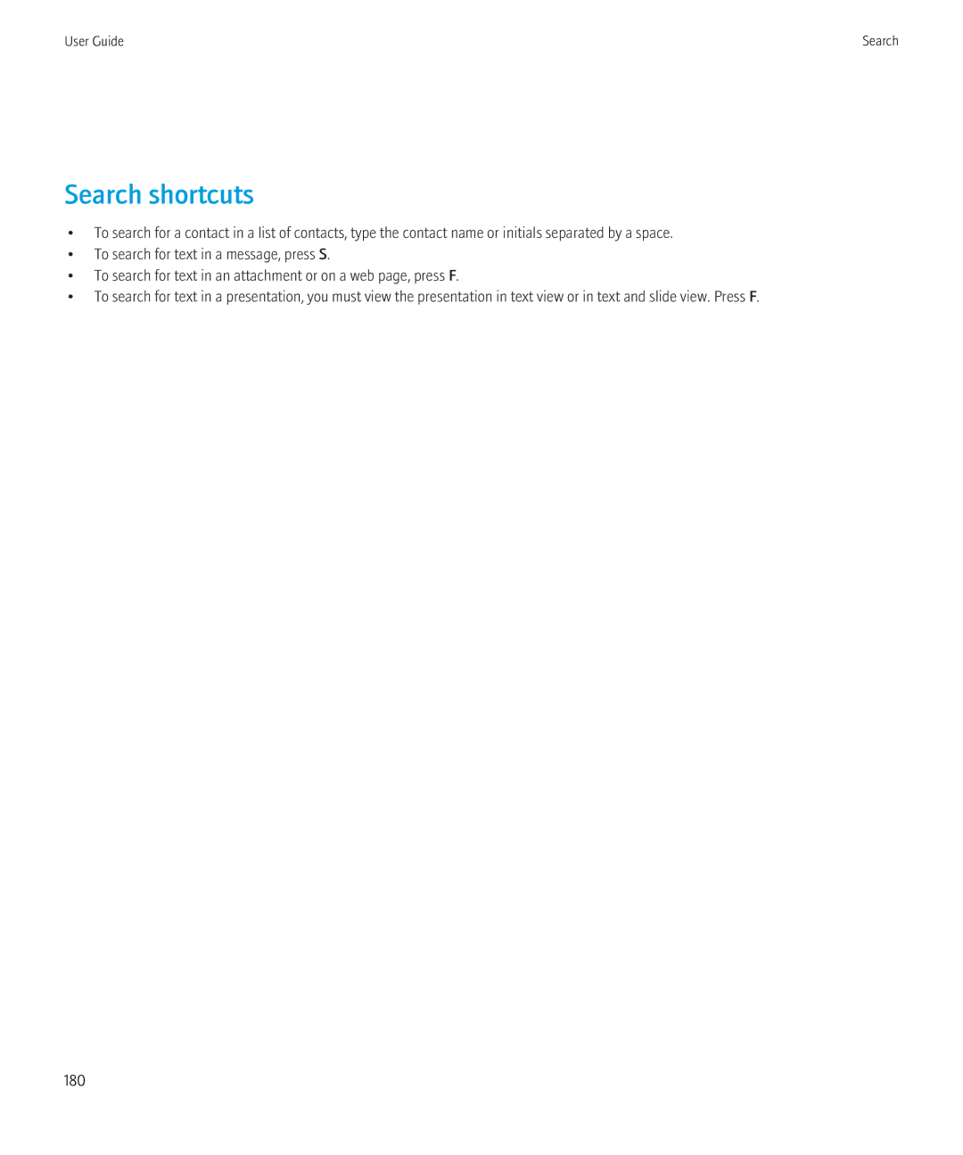 Blackberry 8520 manual Search shortcuts 