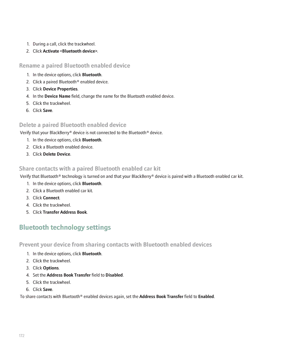 Blackberry 8700 manual Bluetooth technology settings, Rename a paired Bluetooth enabled device 