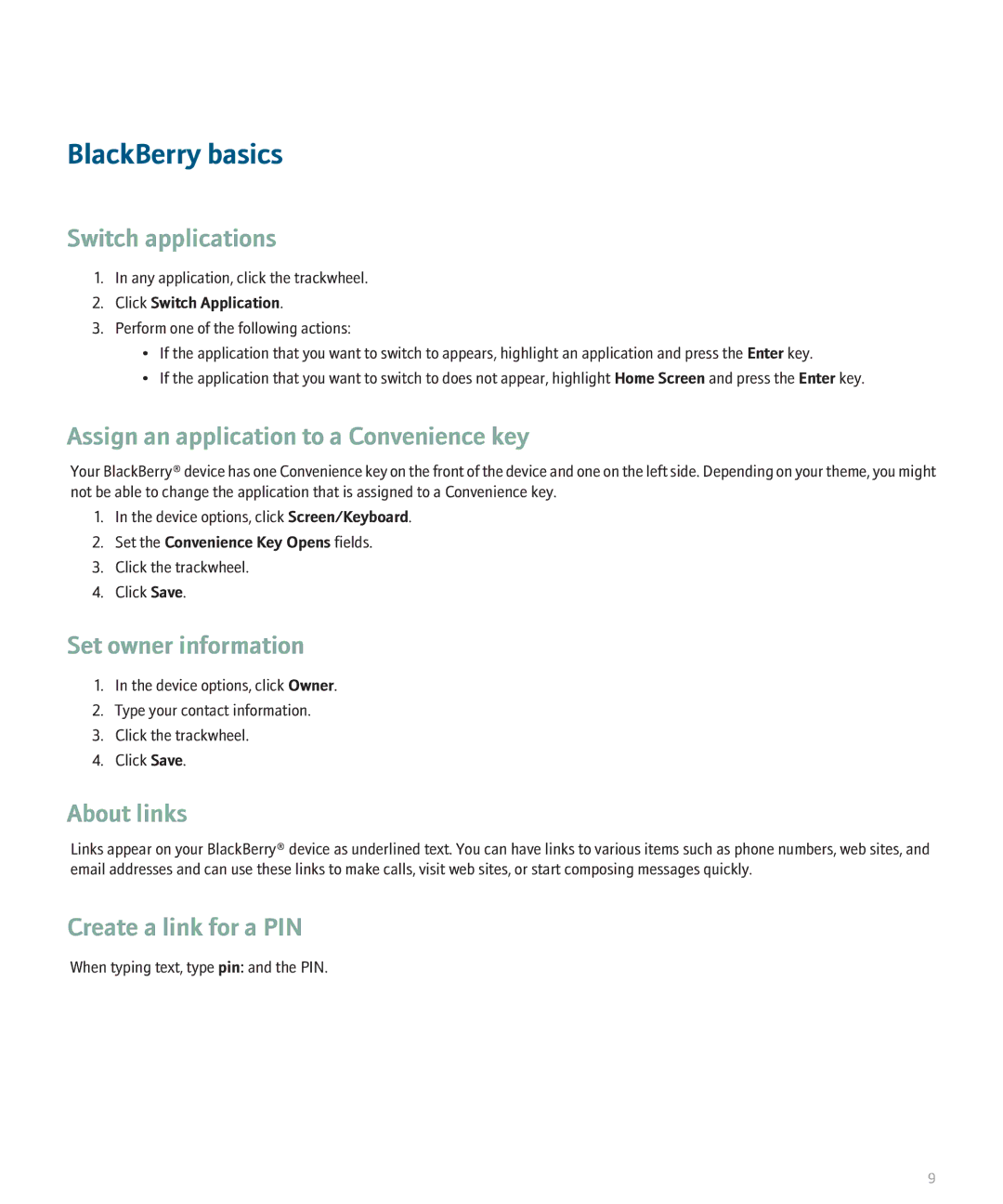 Blackberry 8707 Series manual BlackBerry basics 