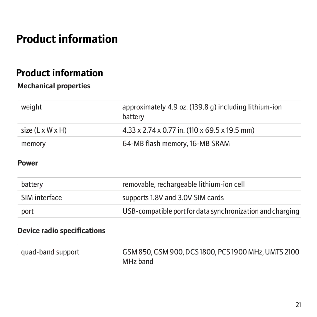 Blackberry 8707G, 8707v manual Product information 