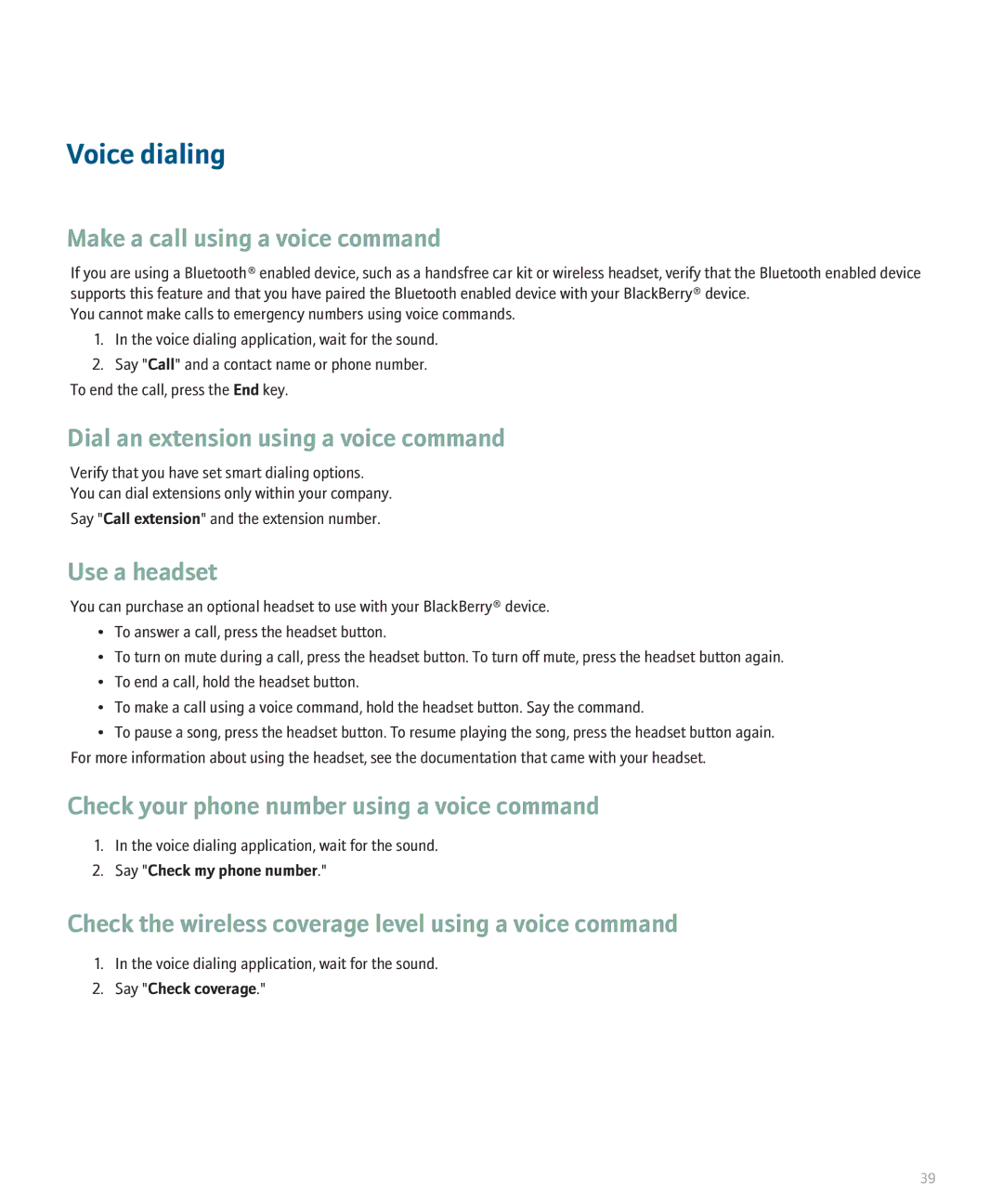 Blackberry 8800 manual Voice dialing 