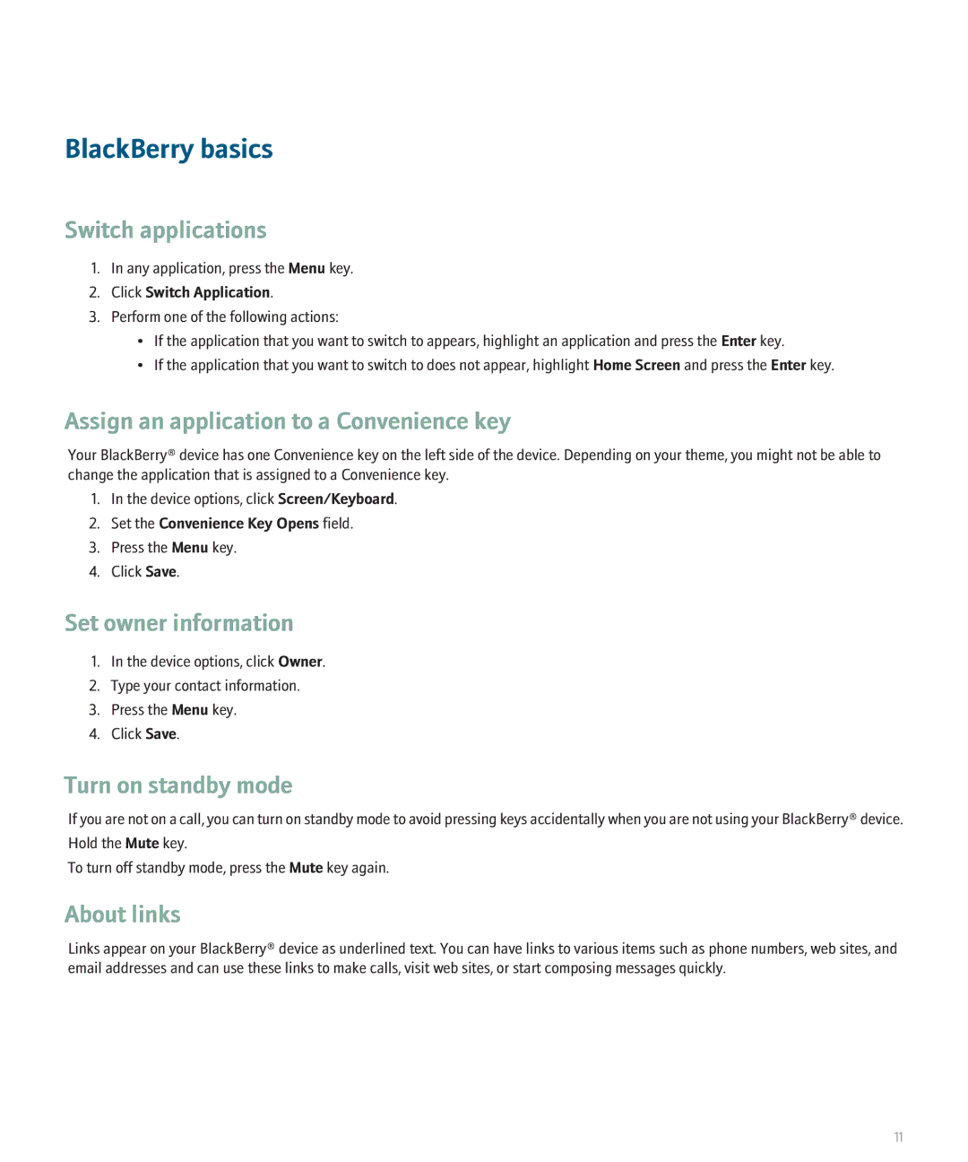 Blackberry 8820 manual BlackBerry basics 