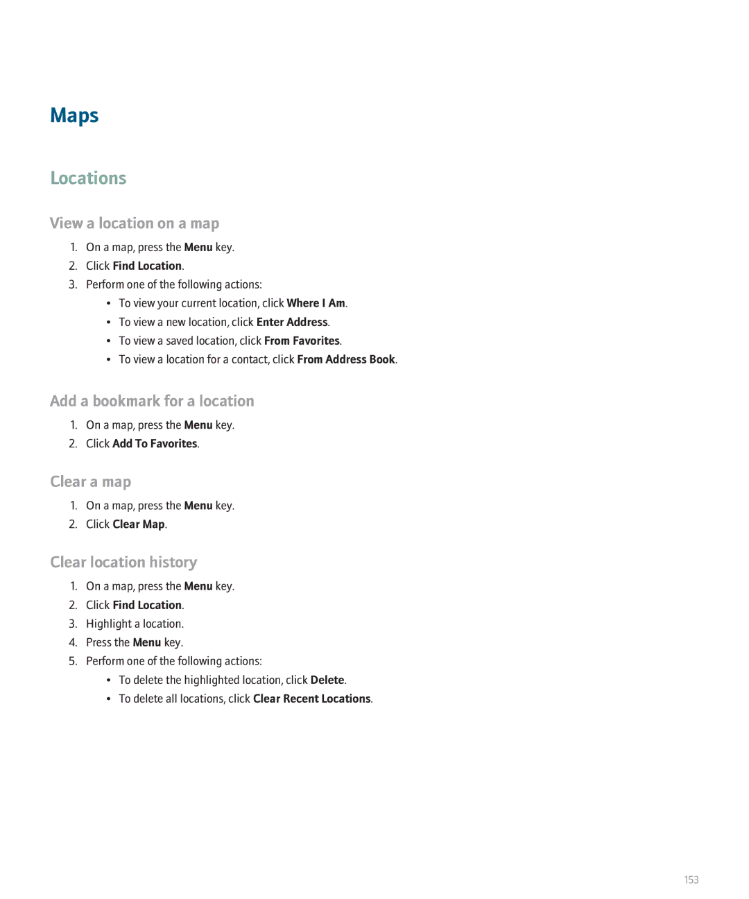 Blackberry 8820 manual Maps, Locations 