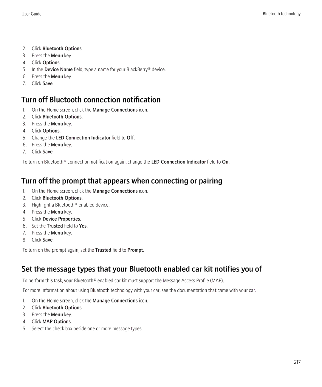 Blackberry 8910 Turn off Bluetooth connection notification, Turn off the prompt that appears when connecting or pairing 