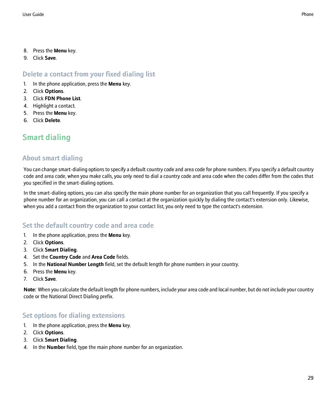 Blackberry 9000 manual Smart dialing, Delete a contact from your fixed dialing list, About smart dialing 