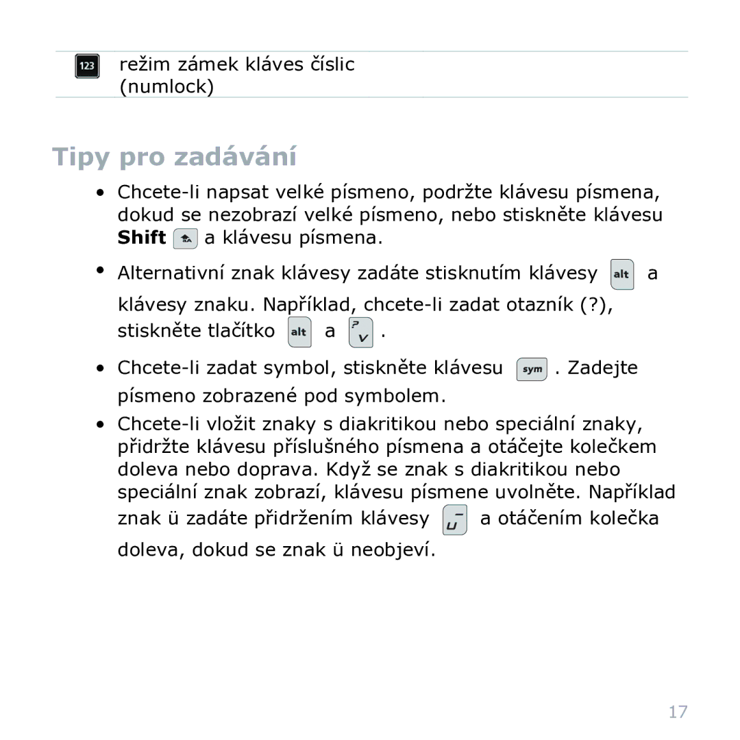 Blackberry 9000 manual Tipy pro zadávání 